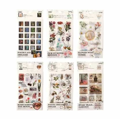 6 Hojas de Stickers Papel de arroz