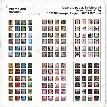 6 Hojas de Stickers Papel de arroz