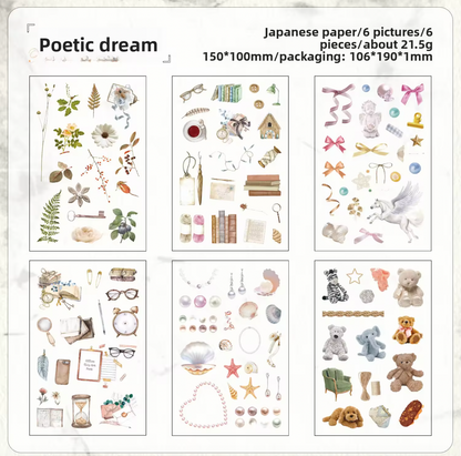 6 Hojas de Stickers Papel de arroz