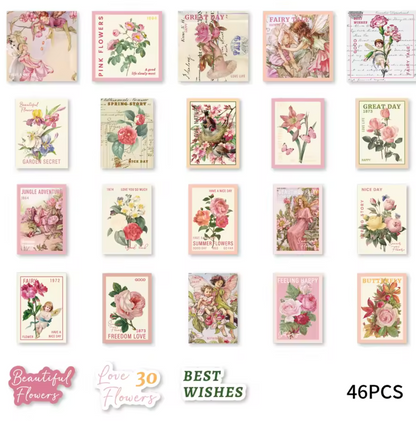 Cajita de Stickers Rosa romanticos