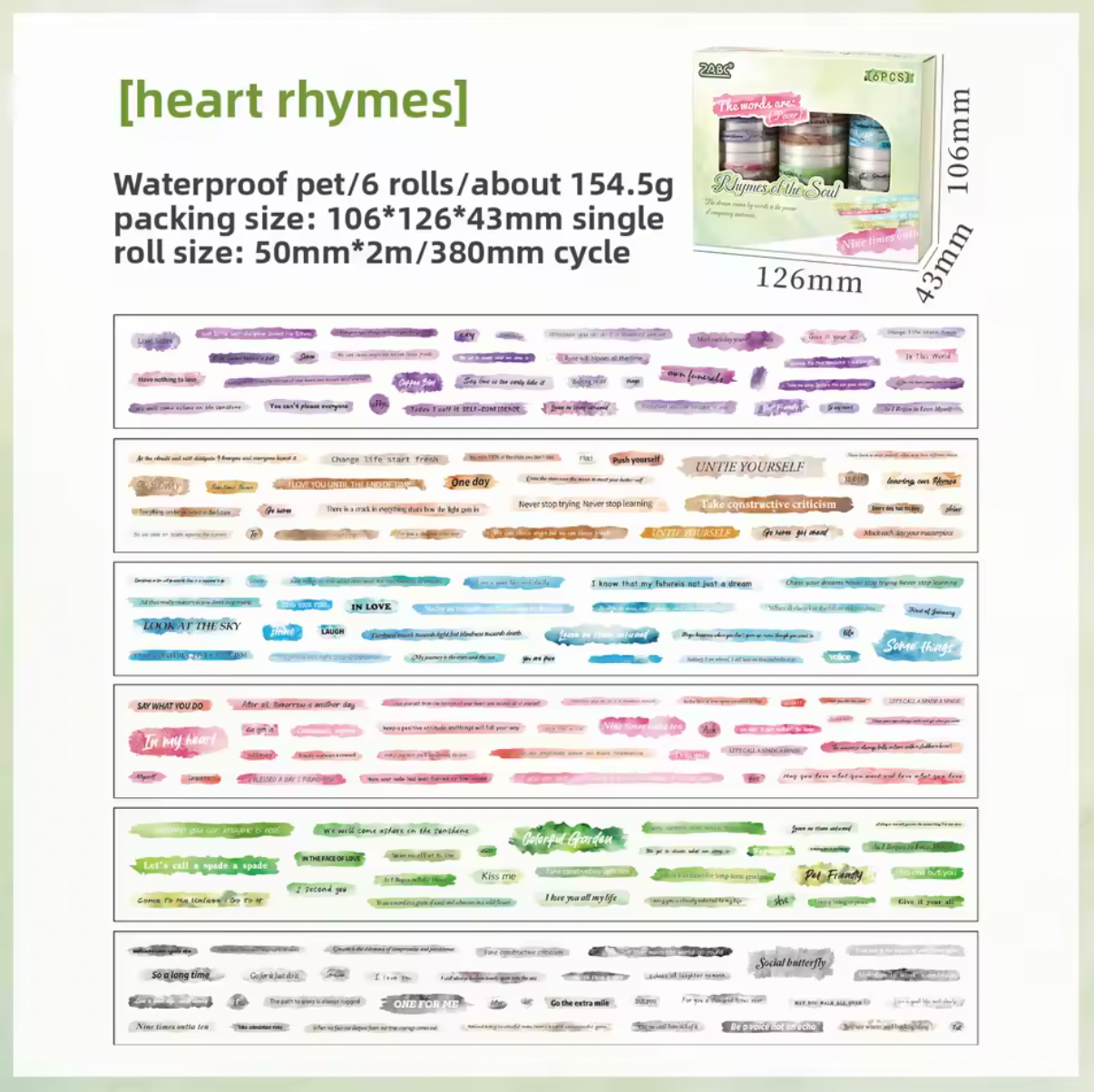 6 Rollos de Stickers Palabras & Frases