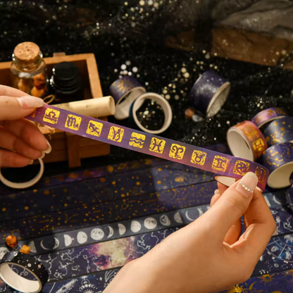 20 Washi Tapes con detalles dorados Universo & Galaxia