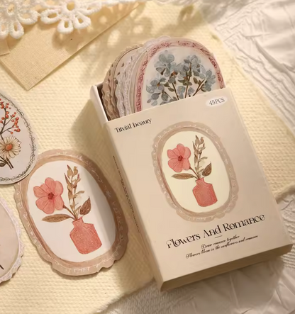 Cajita de 45 cartulinas Flores en marcos