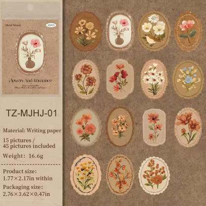 Cajita de 45 cartulinas Flores en marcos