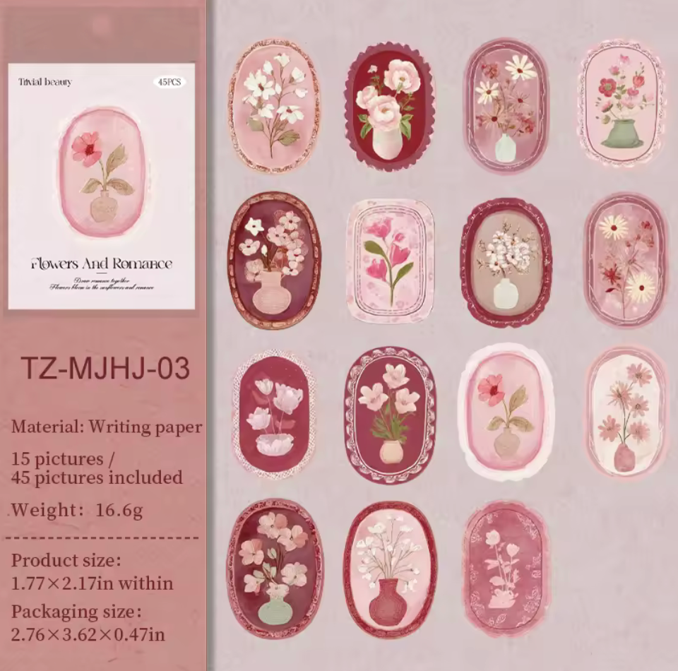 Cajita de 45 cartulinas Flores en marcos