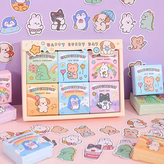 6 Cajitas de Stickers - 300 en total Happy Every Day