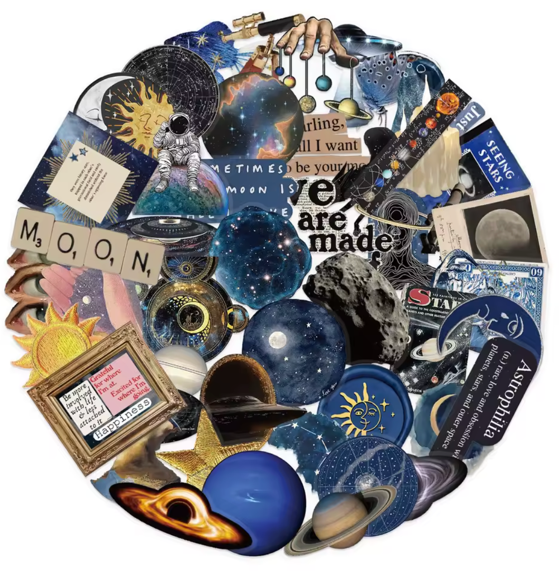 50 Stickers transparentes Lunas