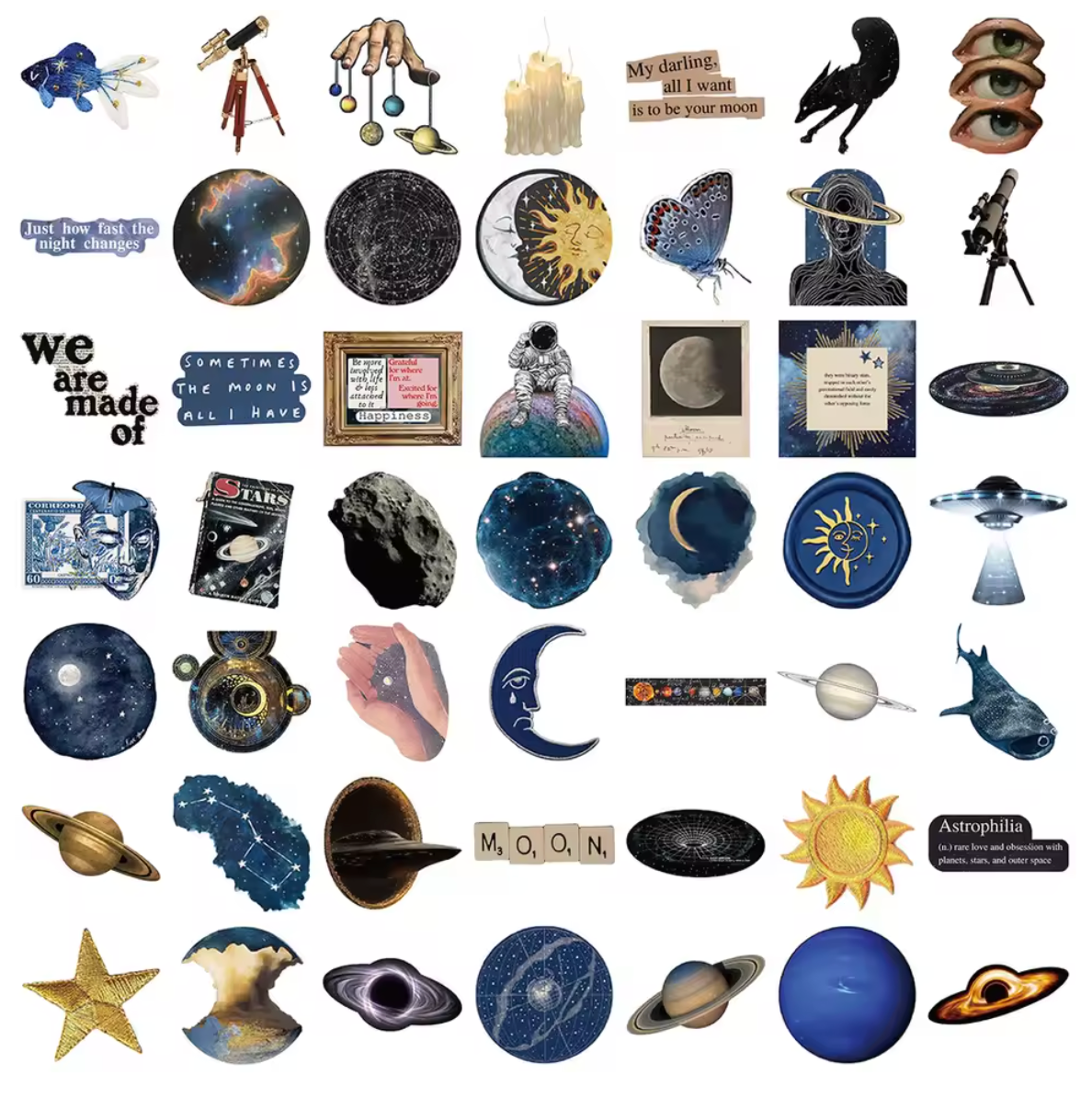 50 Stickers transparentes Lunas