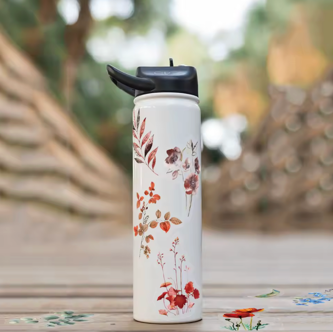 50 Stickers transaprentes Flores