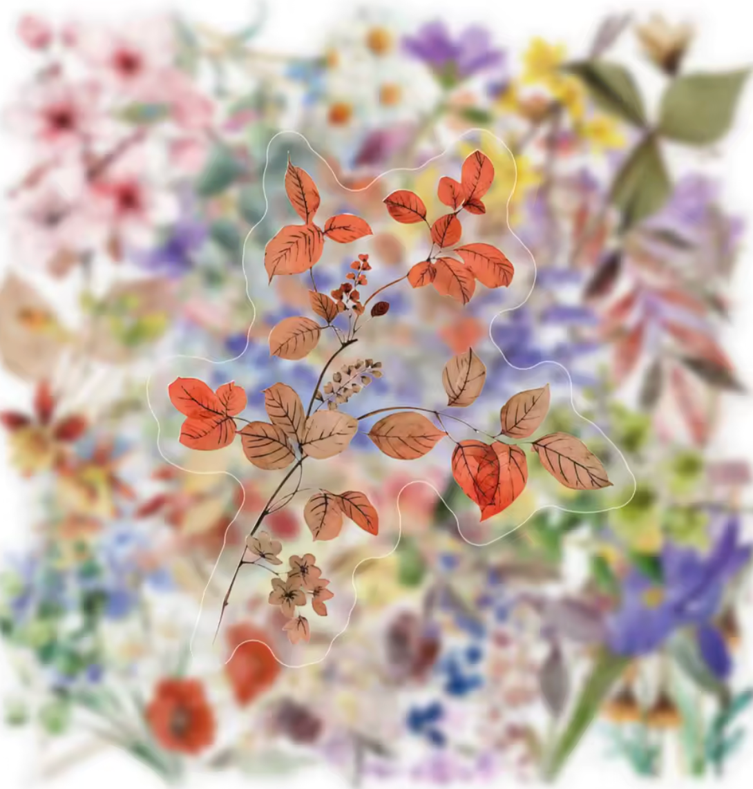 50 Stickers transaprentes Flores