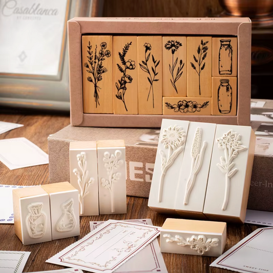 8 Sellos de madera Flores & Fascos