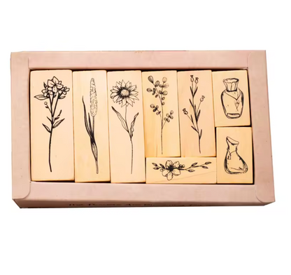 8 Sellos de madera Flores & Fascos