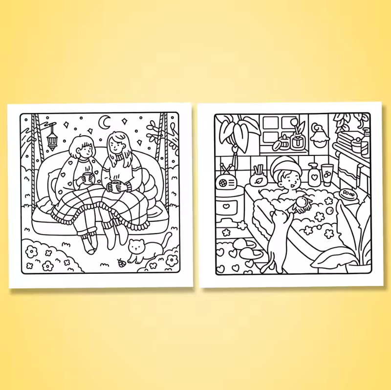 Cuaderno de colorear Cosy Girl & Friends