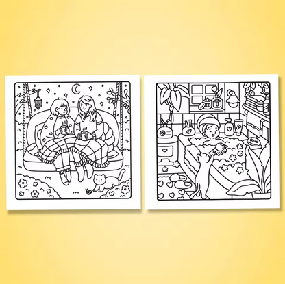 Cuaderno de colorear Cosy Girl & Friends