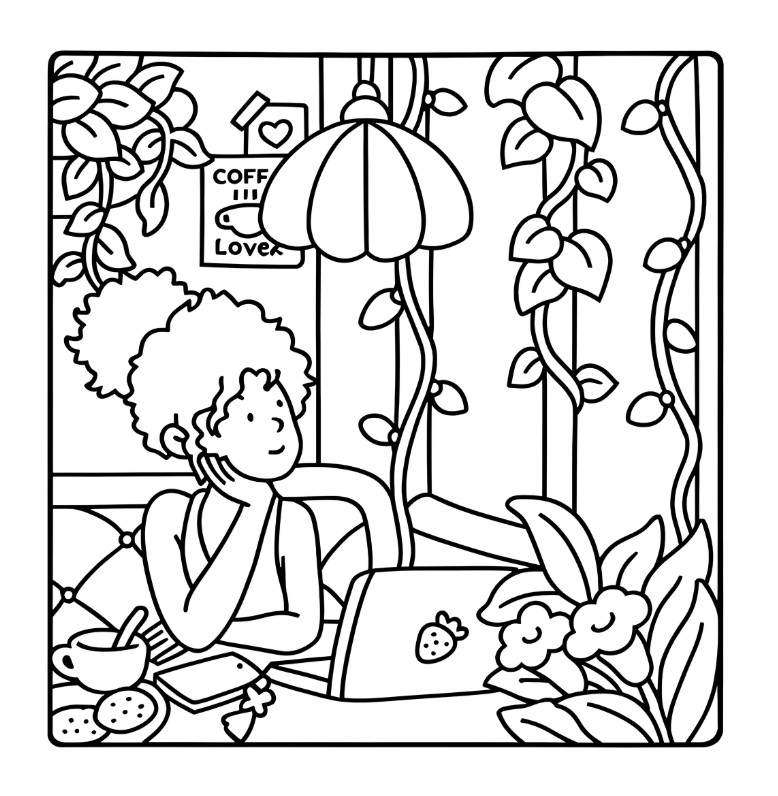 Cuaderno de colorear Cosy Girl & Friends