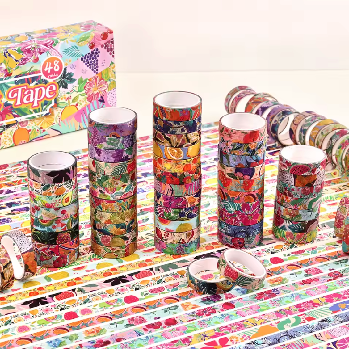 48 Washi Tapes delgados Frutas