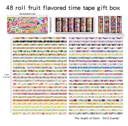 48 Washi Tapes delgados Frutas