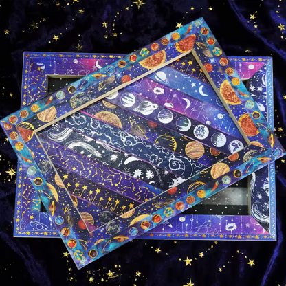 19 Washi tapes Lunas & universo foil dorado & plateado