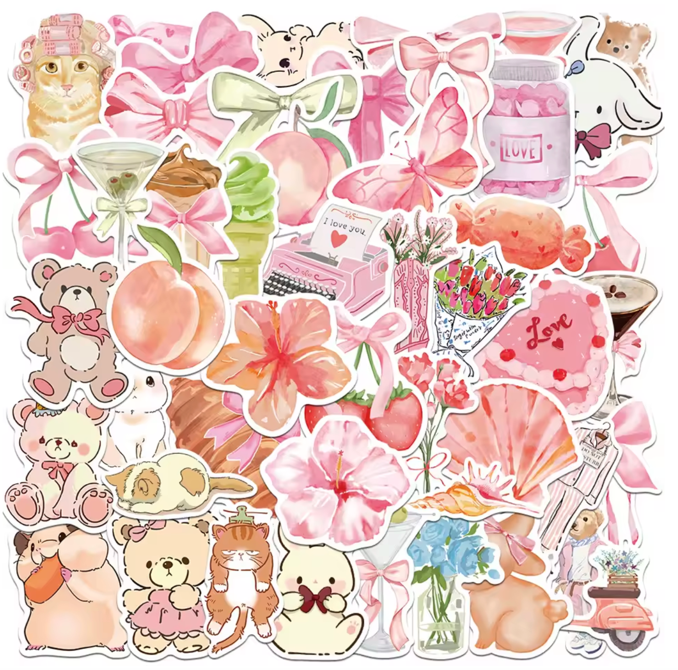 50 Stickers Vinil Rosa