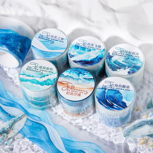 Washi Tape Olas del mar con Ligero Glitter