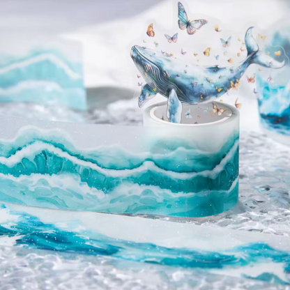 Washi Tape Olas del mar con Ligero Glitter