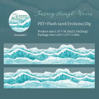 Washi Tape Olas del mar con Ligero Glitter