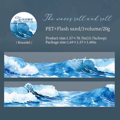 Washi Tape Olas del mar con Ligero Glitter