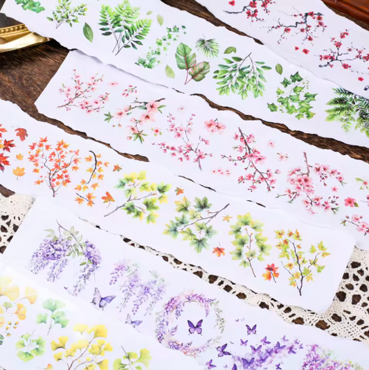 Washi Tape transparente ancho flores & ramas