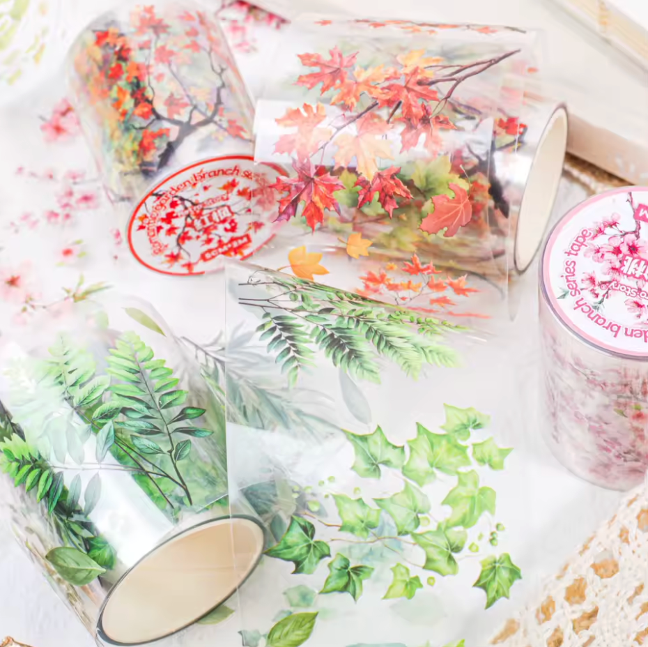 Washi Tape transparente ancho flores & ramas