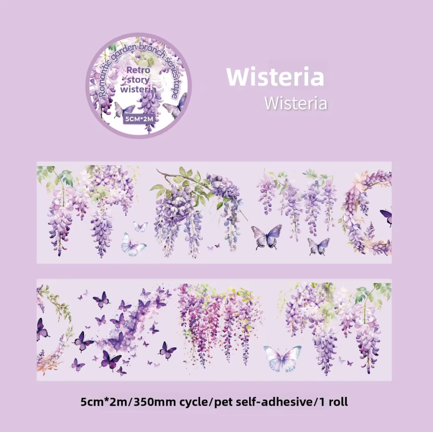 Washi Tape transparente ancho flores & ramas