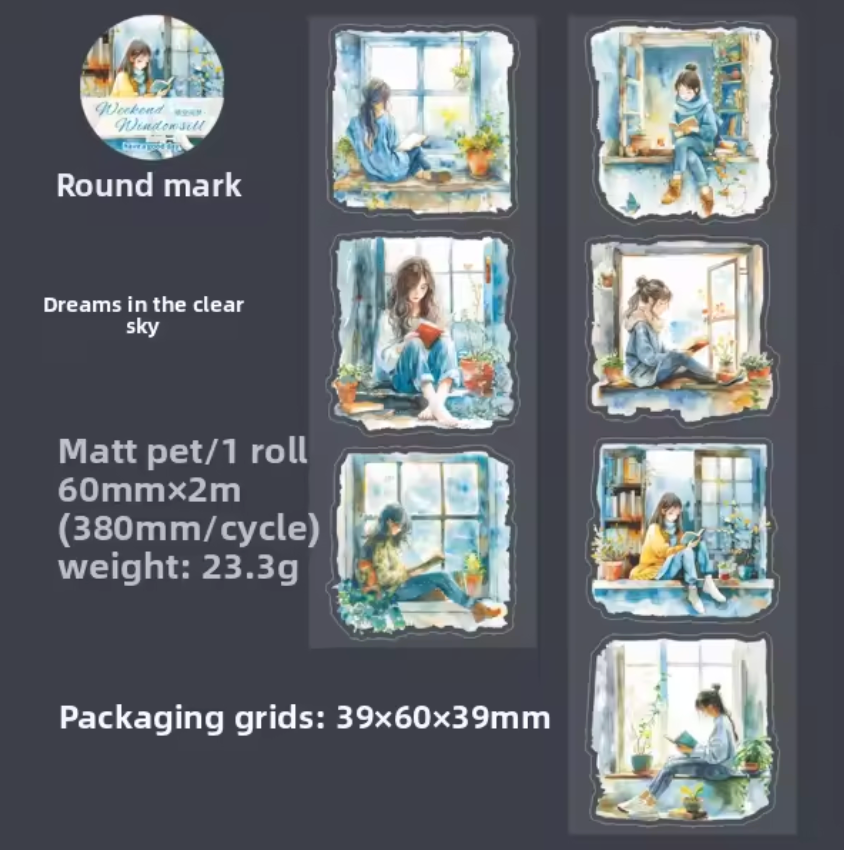 Rollo de stickers Monitas & ventanas