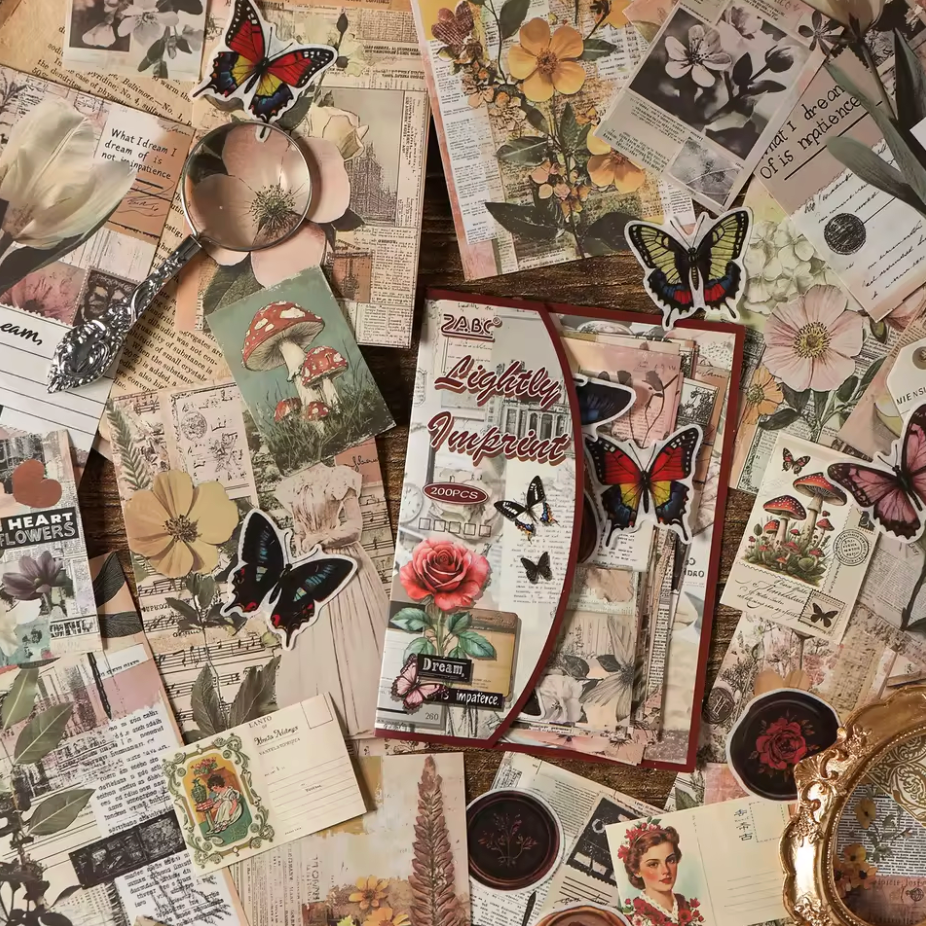 Kit de 200 piezas, papeles, recortes & stickers