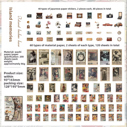 Kit de 200 piezas, papeles, recortes & stickers