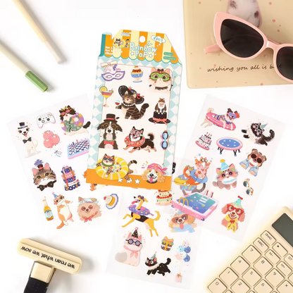 4 Hojas de Stickers Animales tiernos