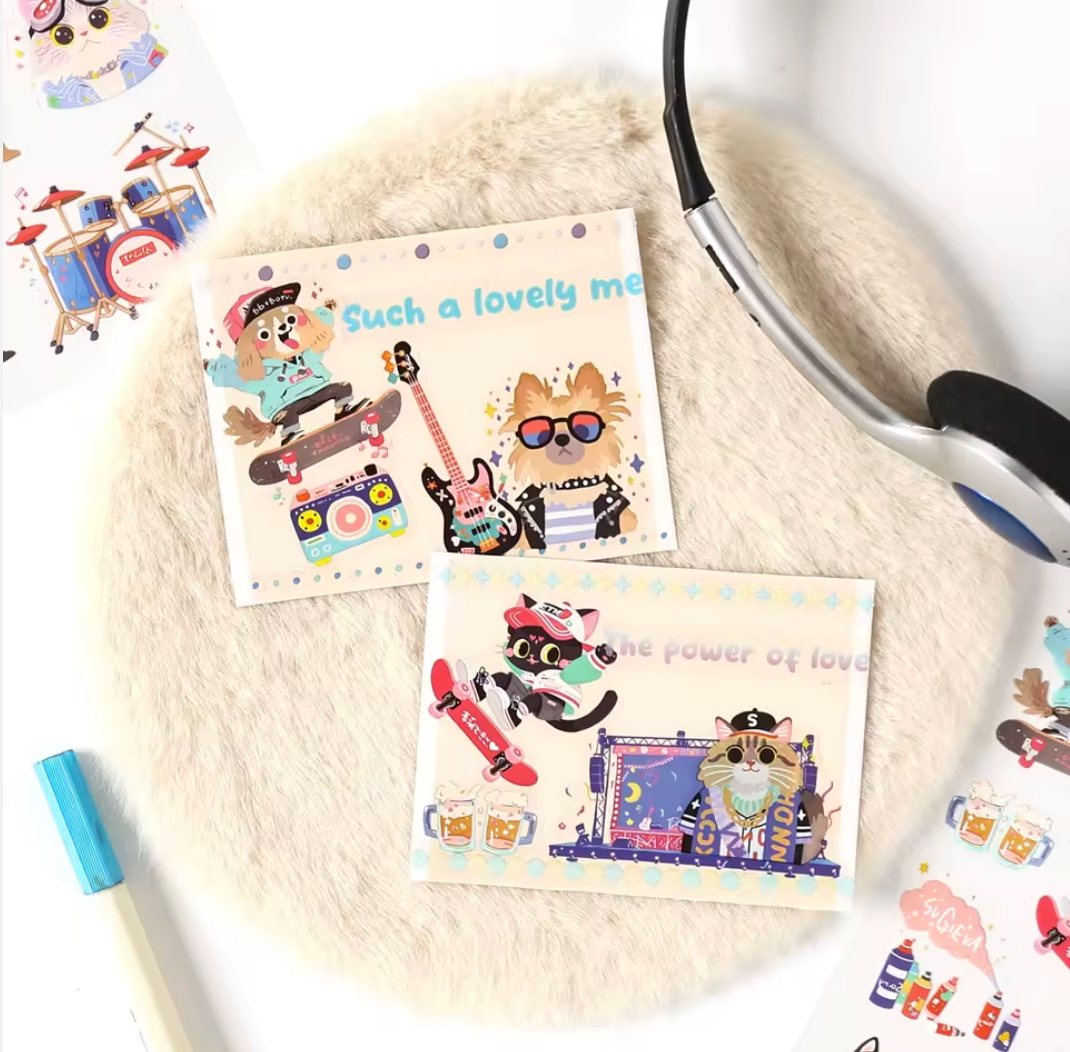 4 Hojas de Stickers Animales tiernos