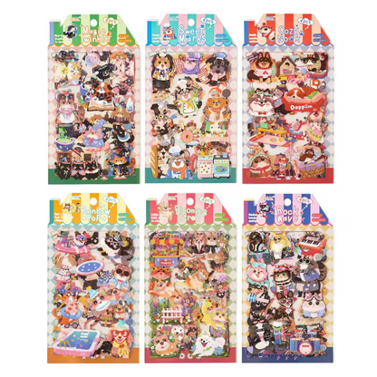 4 Hojas de Stickers Animales tiernos