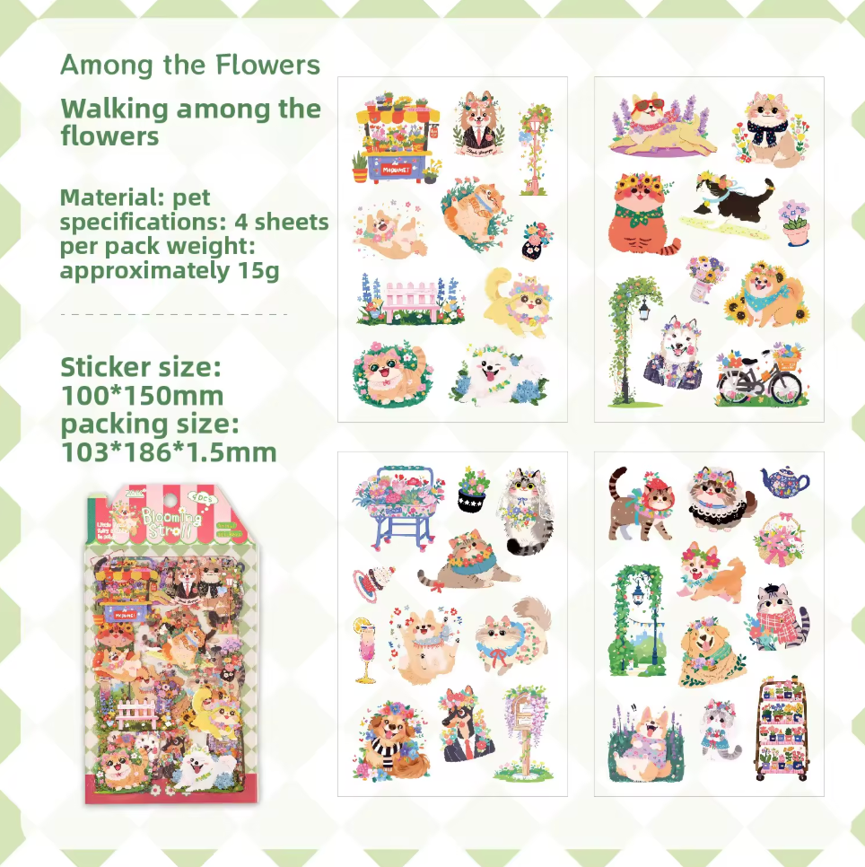 4 Hojas de Stickers Animales tiernos