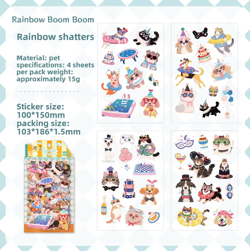 4 Hojas de Stickers Animales tiernos