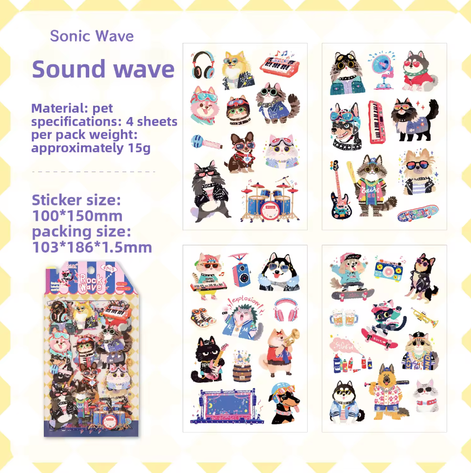 4 Hojas de Stickers Animales tiernos