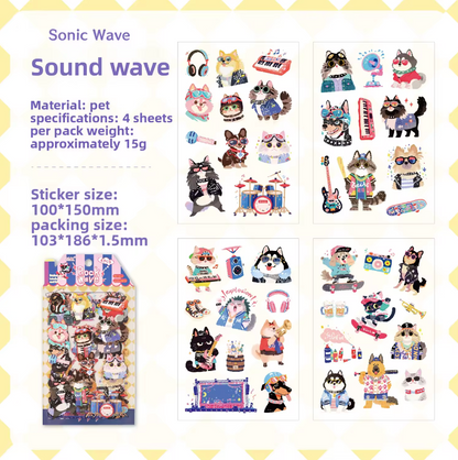 4 Hojas de Stickers Animales tiernos