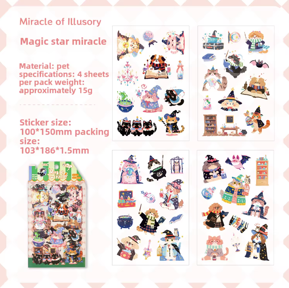 4 Hojas de Stickers Animales tiernos