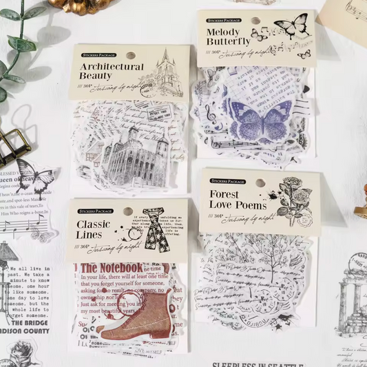 30 Stickers transparentes con texto