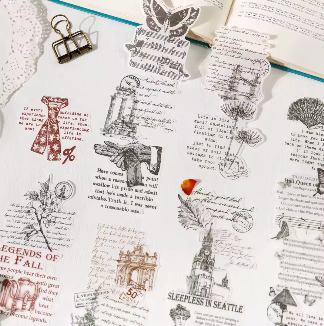 30 Stickers transparentes con texto