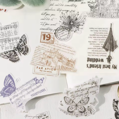 30 Stickers transparentes con texto