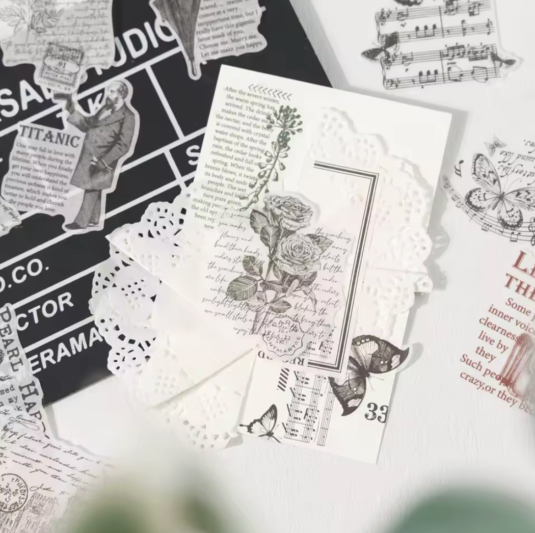 30 Stickers transparentes con texto