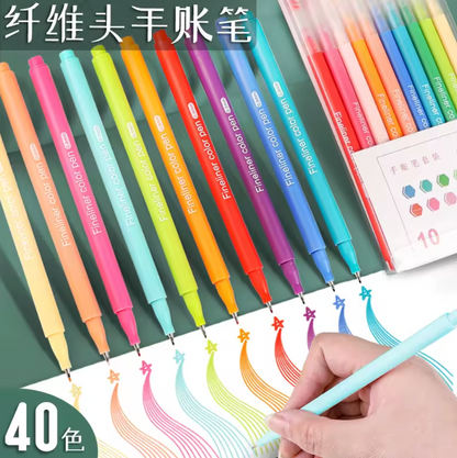 10 Plumas punta fina de colores