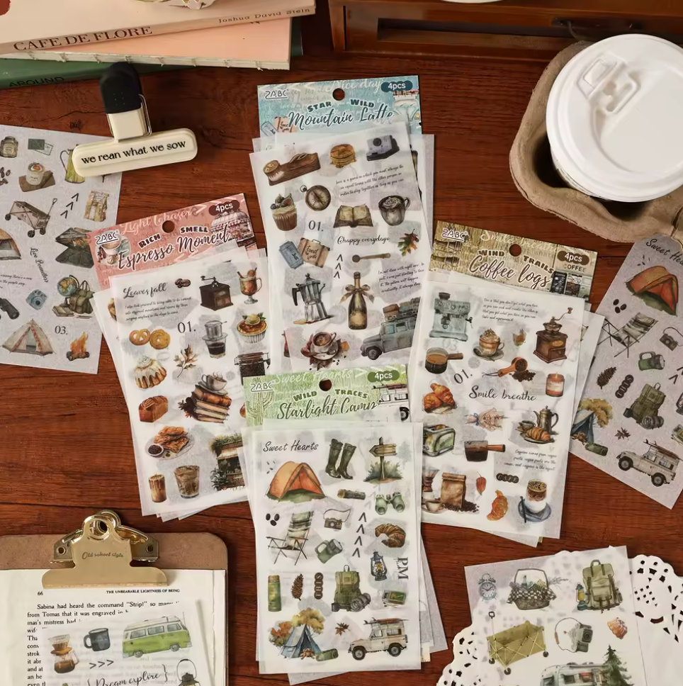 4 Hojas de stickers Vintage