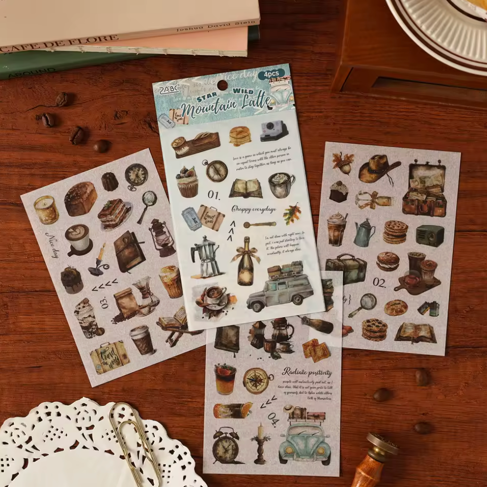 4 Hojas de stickers Vintage
