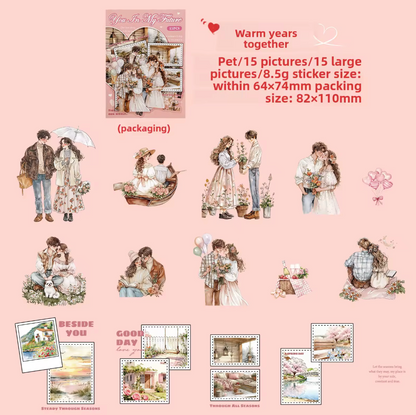 15 Stickers Parejas Amor