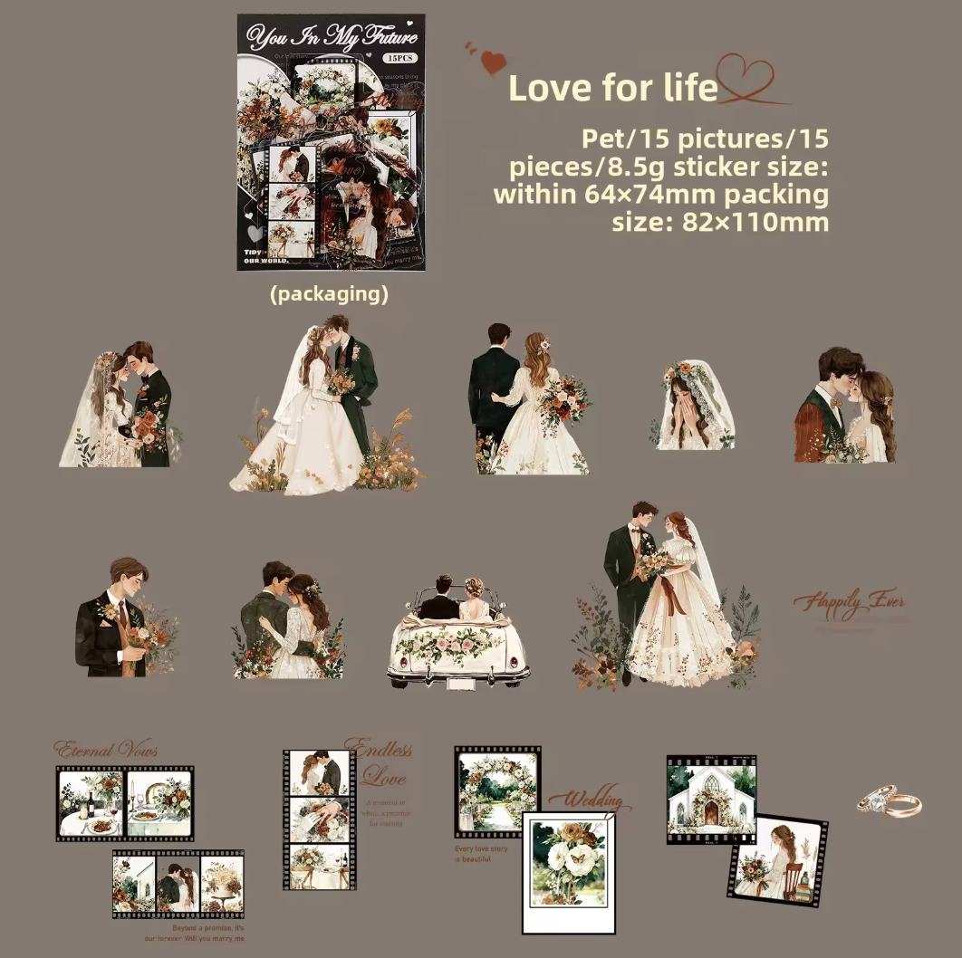 15 Stickers Parejas Amor